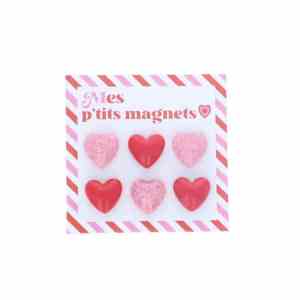 Lot de 6 magnets cœurs rouges et roses